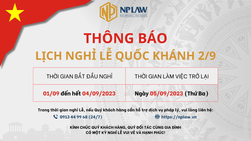 Hãng luật NPLAW thông báo nghỉ lễ quốc khánh 2/9