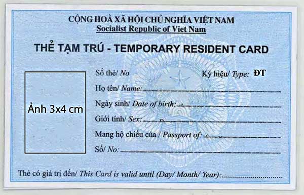 Mẫu tham khảo của thẻ tạm trú cho lao động nước ngoài. - thủ tục xin work permit cho người nước ngoài - nplaw.vn