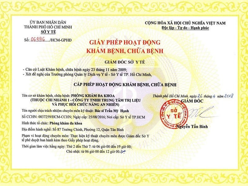 giấy phép hoạt động bệnh viện