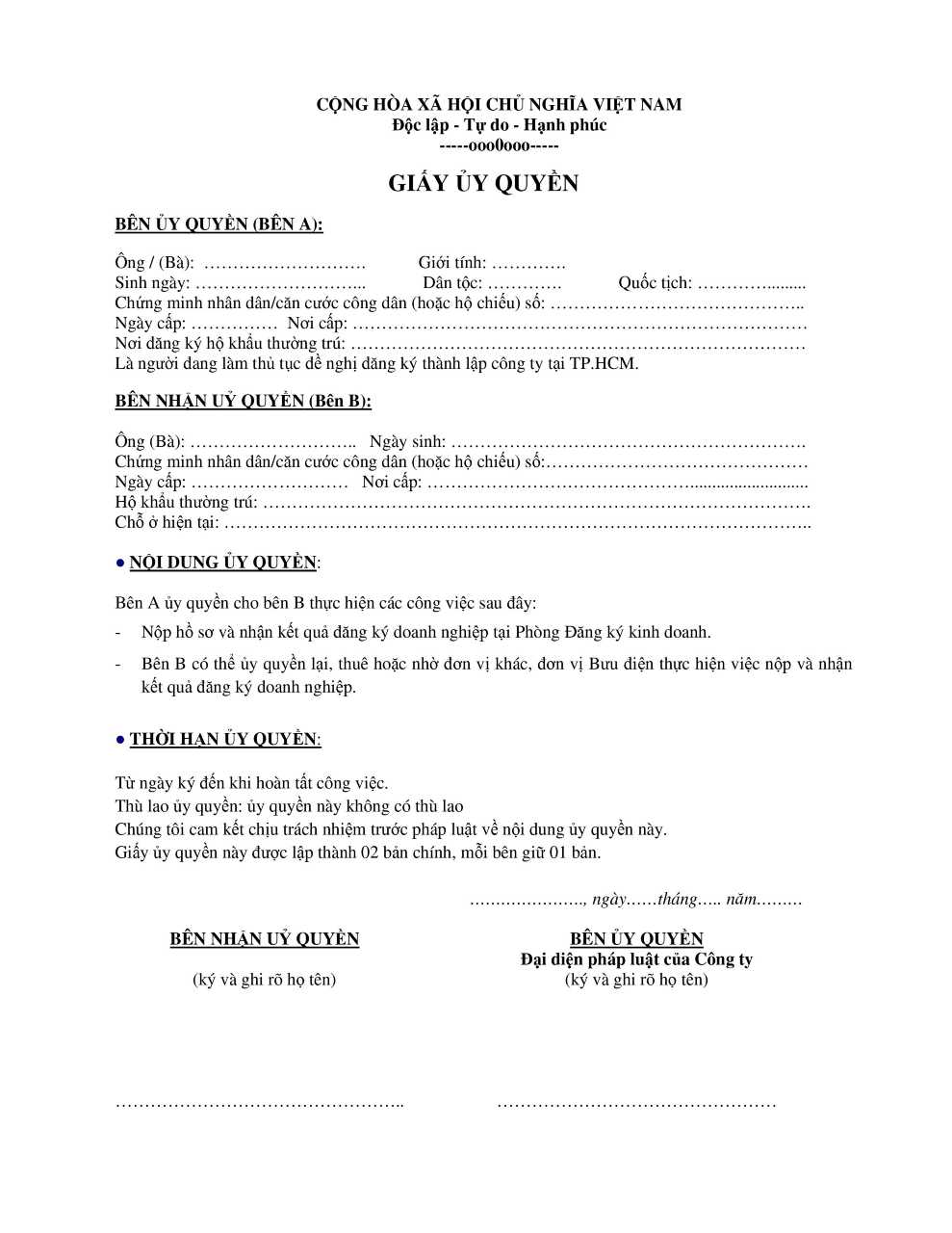 Sự cần thiết của Giấy ủy quyền thực hiện thủ tục